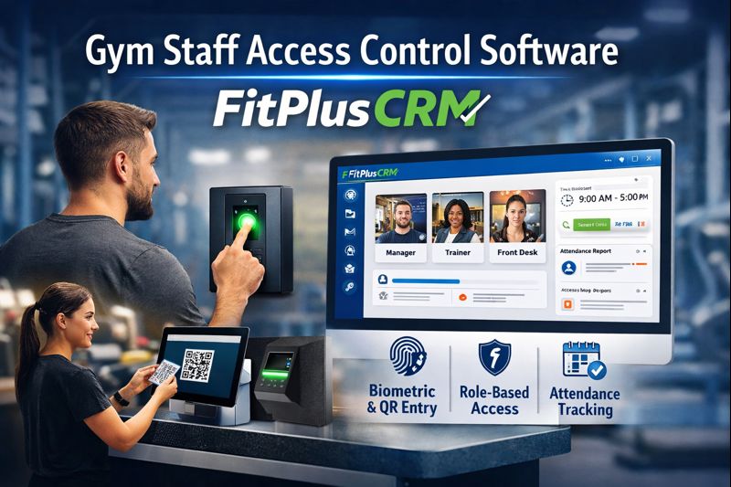 Gym staff access control software with biometric and QR entry by FitPlusCRM